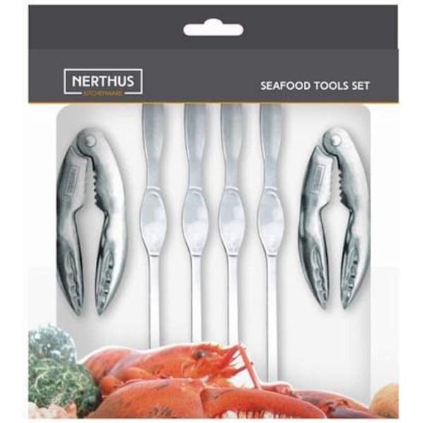 Artcome 21-teiliges Meeresfrüchte-Werkzeug-Set – 6 Krabben-Knallbonbons, 6 Hummerschalen, 6 breite Krabbengabeln, 2 Meeresfrüchte-Scheren und 1 Aufbewahrungstasche