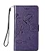 Price comparison product image Ecoway Butterfly embossed pattern PU Leather Stand Function Protective Cases Covers with Card Slot Holder Wallet Book Design Detachable Hand Strap for Huawei Y3 Y360 / Huawei Ascend Y360 - purple