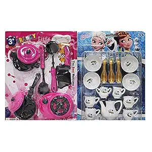 Wizme Kitchen Set for Kids Girls, Mini Cooking Set, Learning Gift for Girls, Boys, Toddlers with Tea Coffee Play Set Combo Pack of 1