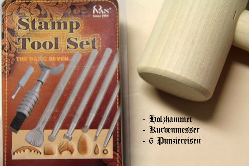 Leder Punzieren Starter – Set I, Leder Werkzeug (21 teilig) - 3