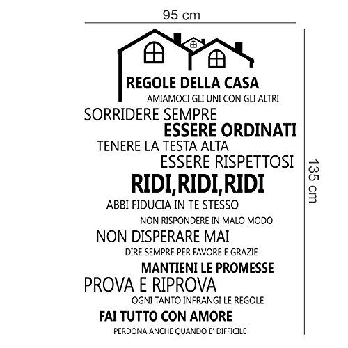 Wallflexi Adesivi da Muro Regole della casa – Italian Porta Parete
