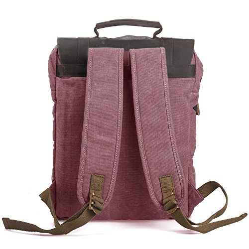 Mochila Vintage de Lona Zaino Tela Vintage P.KU.VDSL® Mochilas tipo casual y Cuero Bolso Casual para Viajes Bolsa de Escuela Unisex mochila de a diario Portátil Bolsa adecuada para 15' cuaderno (Rosa)