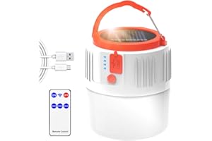 Lanterna da campeggio, LETOUR ricaricabile a LED da campeggio con alimentazione a energia solare, luce portatile con telecomando, IP45 impermeabile 2200 mAh Power Bank Per campeggio all'aperto