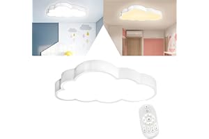 YRHome 48W dimmable nube LED lámpara de techo nube efecto acrílico IP44 con control remoto niños habitación niños lámpara ultra delgada dormitorio niños