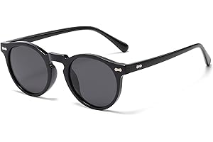 LJCZKA Lunette de Soleil Polarisée Ronde Homme Femme Vintage Rétro Lunettes de Soleil Femme Polarisées Protection UV400