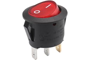 AUTOZOCO Interruptor redondo basculante de 3 vias ON/OFF 6A (Rojo)