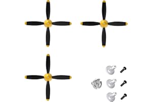 FLYCOLOR 3 Sets Rc Plane 4-Blade Propeller with Propeller Savers and one Adapters for VOLANTEXRC 761-11 761-12 761-13 P40 BF109 P51 F4U T28 Airplane
