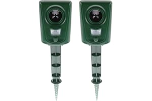 LEIPING 2X Repelente para Gatos, Ahuyentador de pájaros,IP44 Impermeable,disuasión ultrasónico, Ahuyentador de Ratas con,Perros,Ratones,Zorros