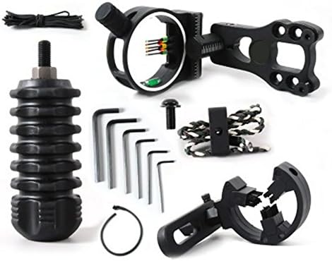 Compound Bow Archery Upgrade Combo - 5 Pin Bow Sight/Arrow Rest/Stabilizer/Sling