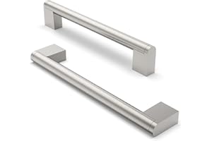 FURNIWARE 5 Stück Möbelgriffe, 160mm Bohrlochabstand Edelstahl Möbelgriffe Schrankgriffe Küche Kabinett Griff Verwendet für Türgriff der Badezimmertür Kleiderschrank(Gebürstetes Satin-Nickel)