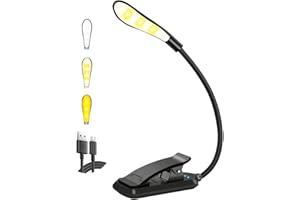 DIHOOM Reading Light, 7 LED Book Light USB Rechargeable Flexible Clip on Lamp with Touch Control Book,Mini Ultra Portable 3 Brightness Modes for Bed, Tablet, Home, Travel, White