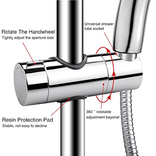 Handbrause Halterung, Rusee Wandstange Halterung Duschstange Schieber Gleiter Verstellbar Brausehalter ABS Grade Kunststoff Chrome Fertig, 18-25 mm Außen Durchmesser Slide Bar Dusche Halter Klemme Badezimmer Ersatz - 6