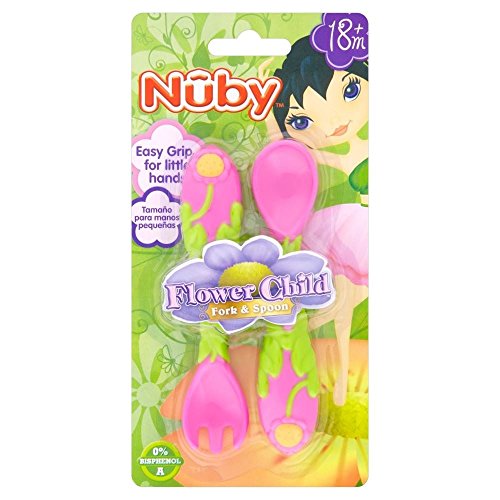 Preisvergleich Produktbild Nuby Flower Child Edelstahl Besteck Set - Packung mit 2
