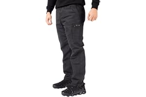 Stylo Online Men’s Thermal Fleece-Lined Cargo Trousers – Elasticated Waist | Combat/Work/Walking Pants – Windproof, Water-Resistant, Multi-Pocket