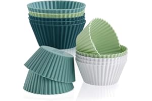CHEERHOM Pirottini per muffin in silicone 24 pezzi, riutilizzabili, in silicone, per torte, crema pasticcera, budino