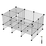 SONGMICS Enclos métallique, clôture pour Petits Animaux, Parc à Chiots, Design DIY, Marteau en Caoutchouc Inclus, Usage intérieur pour Chiots, Lapins, cobayes LPI03H