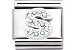 A-Z Letter Cubic Zirconia Italian Charm Links for 9mm Bracelets