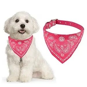 Adjustable Scarf Cum Bandana Cum Neckerchief Collar for Puppy/Cat/Kitten (Pink)