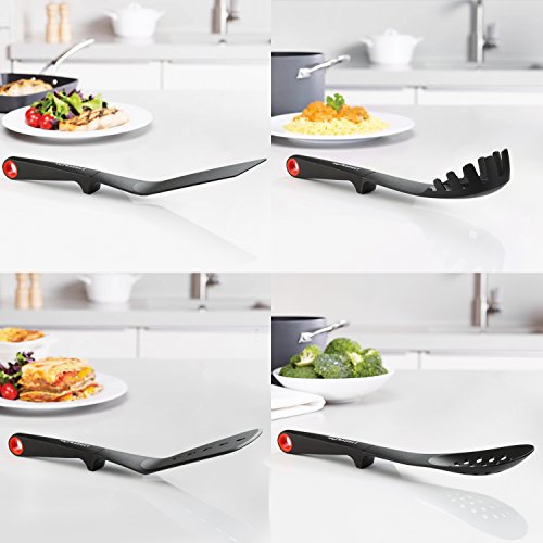 NexGadget Premium-6-Stücke Sets von Kochgeschirr mit Nylon Kochen Tools einschließlich Löffel, Turners, Tongs, Schneebesen, Schäler, Schaber - 7