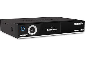 TechniSat DIGIPLUS UHD S2-4K Satellite Receiver with Alphanumeric Display and Twin Tuner (DVB-S/DVB-S2, HEVC, H.265, PVR Recording Function, WLAN, LAN, CI+, USB, OLED) Black