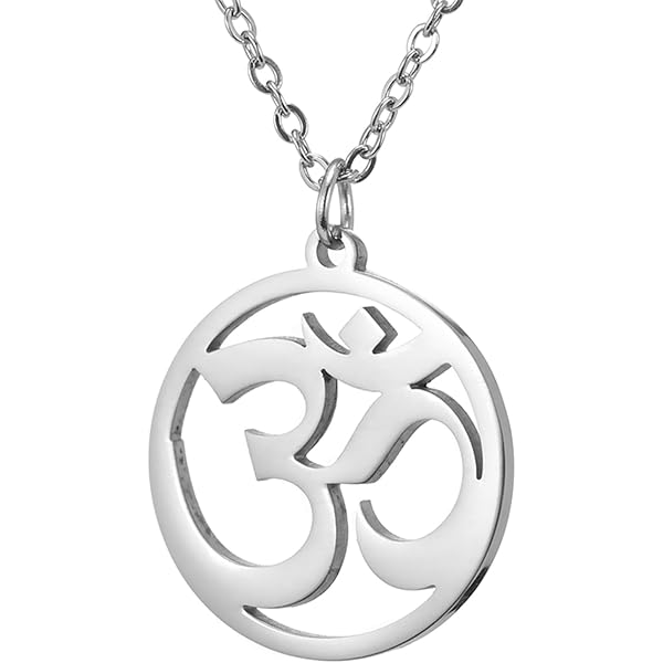 TEAMER religioso indiano Buddismo Yoga OM Bracciale in acciaio inox Meditazione Armonia spirituale OM Bracciale doppia catena Aum Om Ohm Sanscrito Simbolo Gioielli Per Donne Ragazze