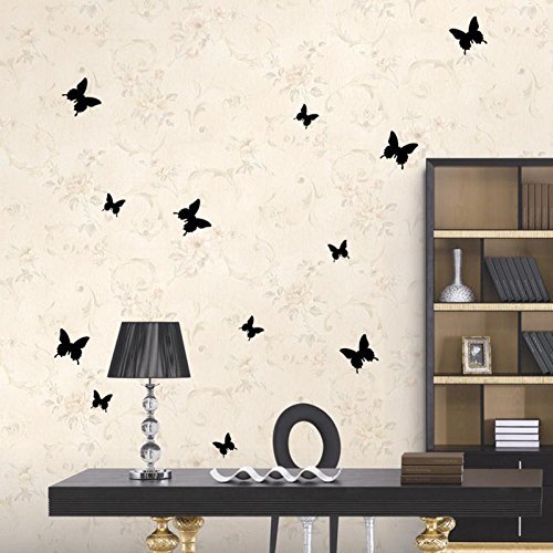 Lumanuby 12 Stück 3D Schmetterlinge Wand sticker Wandtattoos zum Kleben für Wohnzimmer Schlafzimmer Küche Und Kinderzimmer,Rosa - 8