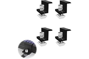 BULL TIGER PRESTIGE 4 Piezas Soportes Z de Montaje de Módulo Solar, 35mm Soportes de Abrazadera de Borde de Paneles Solares Fotovoltaicos, Kit de Rieles de Tierra Montaje de Aluminio para RV Barco Coche Camión Caravana