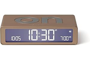 Lexon Flip Classic réveil Matin Lumineux, réversible avec Faces on Off et Fonction Snooze, à écran LCD et Lumière Tactile, Rechargeable par USB-C - Or
