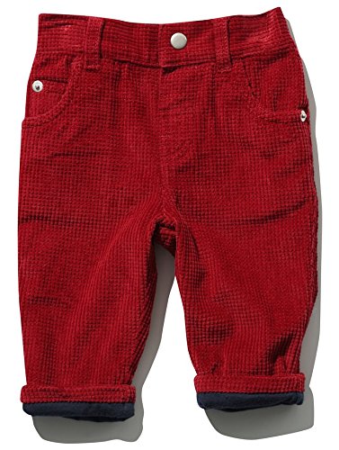 M&Co Baby Boys Soft Jersey Lined Criss Cross Pattern Cotton Corduroy Winter Trousers Deep Red 18/24 Mnth