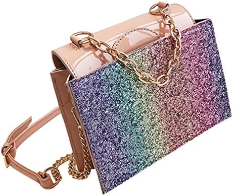 YouPuer Women Sequins Crossbody Bag Fashion Girls PU Leather Square Bag Zipper Shoulder Bags Purse Messenger Bag
