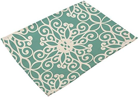 HJHET Simple fashion geometric art grain printing cotton linen mat, 42*32cm