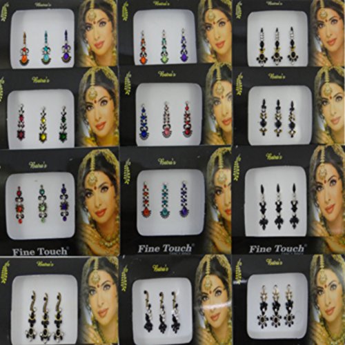 Banithani Pack Of 12 Multicolour Bindi Indian Women Self Adhesive Sticker Tattoo Accessory