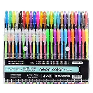 Trusmile 48 Pcs Color Gel Pens Set, Glitter, Metallic, Neon Pens Set Good Gift For Coloring Sketching Painting Drawing For School Kids Adults - Multicolor