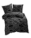 Produktbild 3 tlg. etérea Mikrofaser Seersucker Bettwäsche Eclipse Schiefer Schwarz, 200x200 cm + 2x 80x80 cm