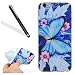 Produktbild Case für iPhone SE 5S,Cover für iPhone 5 Silikon Hülle Kratzfeste Scratch-Resistant,Leeook Hülle TPU Case Schutzhülle Silikon Crystal Kirstall Clear Case Durchsichtig Schön Blau Rot Schmetterling Blume Malerei Muster Transparent Weichem Silikon Schutzhülle Handy Gürtel Tasche Schutzhülle Hülle Case Cover Abdeckung Etui TPU Bumper Schale für Apple iPhone 5/5S/SE + 1 x Schwarz Eingabestift-Blue Red Butterfly Flower
