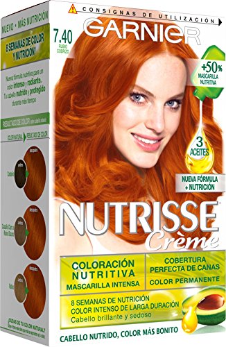 Garnier Nutrisse Coloración, Tono 7.40 Rubio Cobrizo - 40 ml