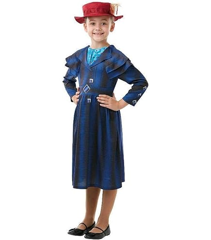Mary Poppins Costume Bambina Victoriana 10-12 Anni - Vestito, Fascia E Cappello