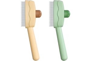 ETIALURE Brosses de Toilettage pour Chat, Brosse Chien Poil avec Bouton Realease, Peigne D'épilation pour Animaux (Jaune et Vert)