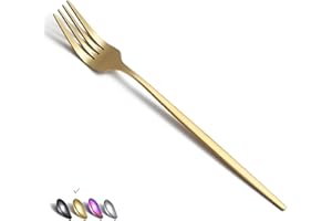 HOMQUEN Set di 6 forchette da tavola in oro opaco, in acciaio inox, lavabili in lavastoviglie