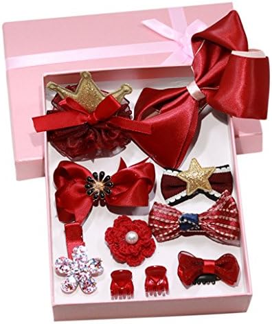 Chinget 10pcs Girls Hair Accessories Bow Hairpins Bowknot Hair Clips Girls Gift (Wine Red)