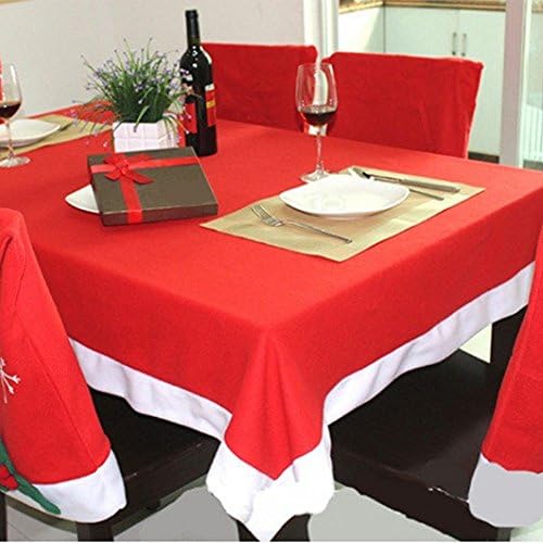 Christmas Tablecloth, Holiday Table Cloth Desktop Decoration Household Goods Red Non-Woven Fabrics Size: 80.3 * 51.9 Inch