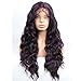 Produktbild vvBing Long Wave Lace Front Wig Synthetic Dark Purple Lace Wig Glueless Hair Heat Resistant Fibers Middle Parting Wigs for Women 24Inch