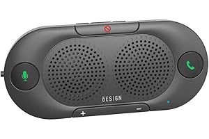 Besign BK06 Manos Libres Bluetooth para Coche, Altavoz Bluetooth Coche, Potente 2 X 2W, Soporta GPS y Música, Auto Encendido Apagado, Conectividad de Doble Enlace y Clip Visor