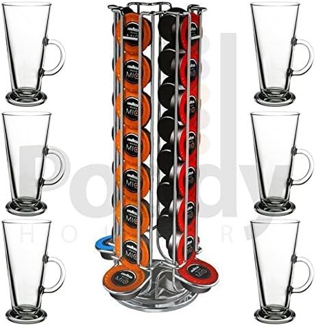 PoddyHolder Lavazza Capsule Holder (CH-0137E) with 6x Boston Latte Glasses