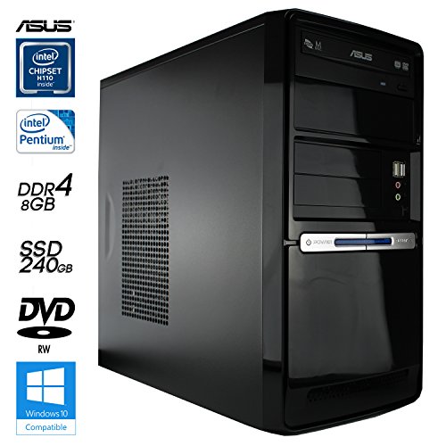 SNOGARD High Power Office & Multimedia PC | Intel Core Pentium G4400 Skylake | 8GB DDR4-RAM | 240GB SSD | Intel Grafik | DVD Brenner | 6+ USB | Silent Business Multimedia Computer