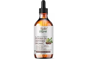 Hydra Naturals 100% Pure Organic Jojoba Oil 50ml – Cold-Pressed & Unrefined, Hexane-Free Natural Carrier Oil for Hair, Face, Skin & Nails – Lightweight Moisturizer, Non-Comedogenic, Fast Absorbing