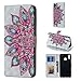 Produktbild BestCatgift Honor 8X PU Leather Folio Flip Cover [3D Relief Pattern ][Kickstand] für Huawei Honor 8X Magnetic Wallet Hülle - Half Flower