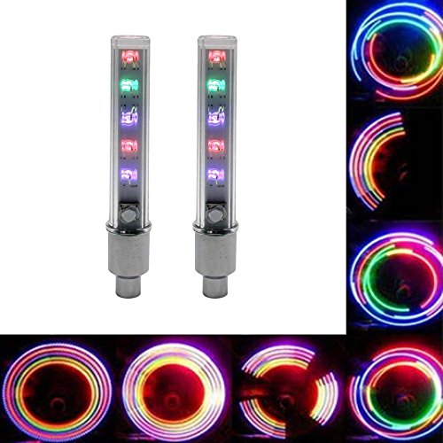 1X 2 piezas Colores del neumático de la rueda linterna LED válvula elegante decoración del casquillo de la bicicleta
