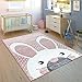 Produktbild Paco Home Kinderteppich Kinderzimmer Konturenschnitt Niedlicher Hase In Creme Rosa, Grösse:80x150 cm