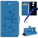 Produktbild Sony Xperia XA2 Hülle,Sony Xperia XA2 Hülle Flip Case,MoreChioce Elegent Blau Lotus Schmetterling Muster Ultra Dünn Klapphülle Flip Case Folio Schale PU Leder Wallet Case für Sony Xperia XA2 im Bookstyle Weiche Silikon Hybrid Rückseite Backcover Protective Brieftasche Magnetverschluß mit Karte Halterung + 1x Blau Stylus Stift